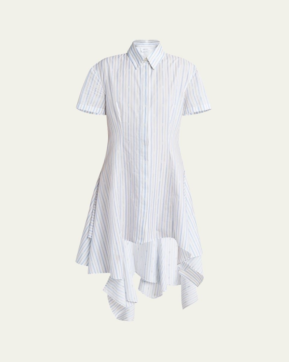 Stripe Skull Embroidered Asymmetric Shirtdress